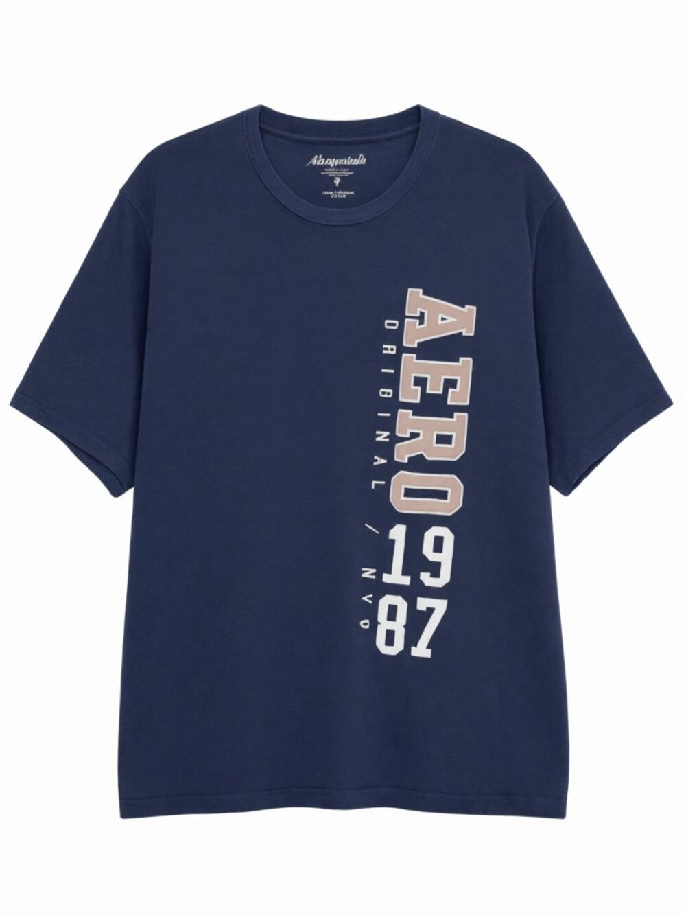 Aeropostale Men's Graphic Tee 3XL Navy Crew Neck Cotton Blend Short Sleeve